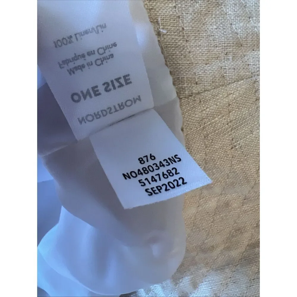 Nordstrom OZ S/M Hat Sun Protection Beach Packable Foldable 100% Linen NWOT